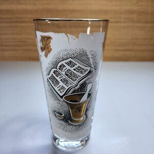 Libbey Glass RX Prescription Tumbler Gold Rimmed Mid Century Vintage 60s